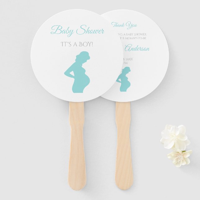 Éventail Chic Boy Baby shower Femme Enceinte Bump bébé (Devant et derrière)