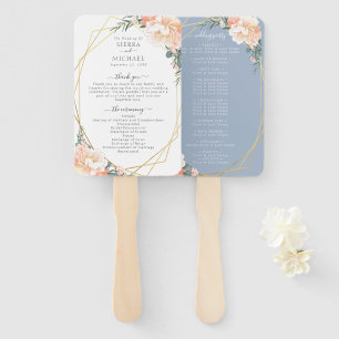 Éventail Chic Floral Blush Gold Dusty Blue Wedding Programm