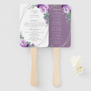 Éventail Chic Floral Purple & Silver Wedding Programme
