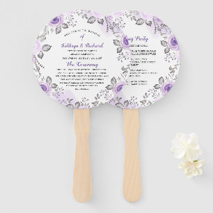 Éventail Chic Pastel Purple Floral Programme de mariage Fan