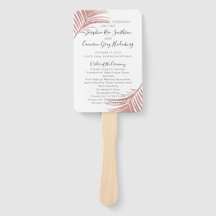 Éventail Chic Pink Palm Feuille Beach Wedding Programme Ven
