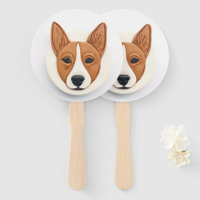 Éventail Chien Basenji Inspiré 3D (Devant et derrière)