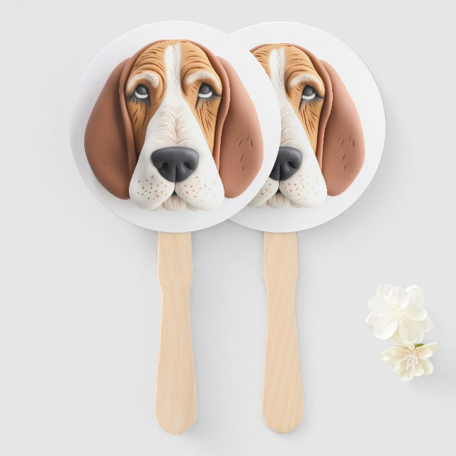 Éventail Chien Basset Hound Inspiré de la 3D (Devant et derrière)