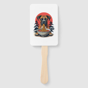 Éventail Chien Boxer Vintage mangeant du Ramen Coucher de s