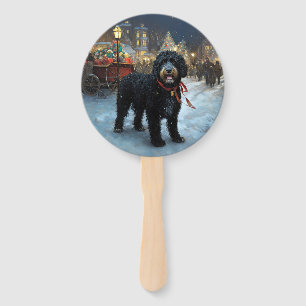 Éventail Chien d'eau portugais période de fêtes de Noël