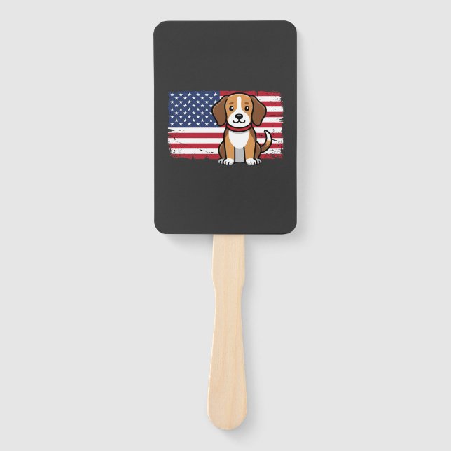 Éventail Chien Drapeau Américain Vectoriel Patriotique (Devant)