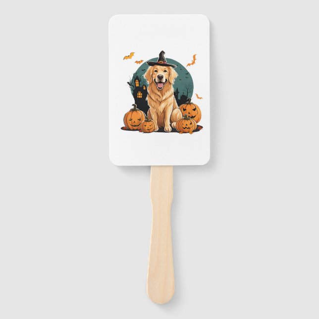 Éventail chien en halloween drôle (Devant)