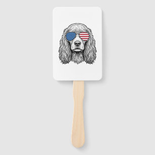 Éventail Chien Patriotique avec Lunettes de Soleil Drapeau