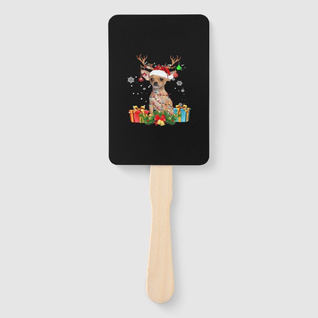 Éventail Chihuahua Christmas Lights Santa Oversized T-Shirt (Devant)