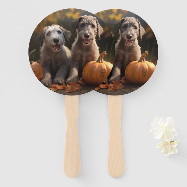 Éventail Chiots de lévrier d'Irlande Délice d'automne Citro (Devant et derrière)