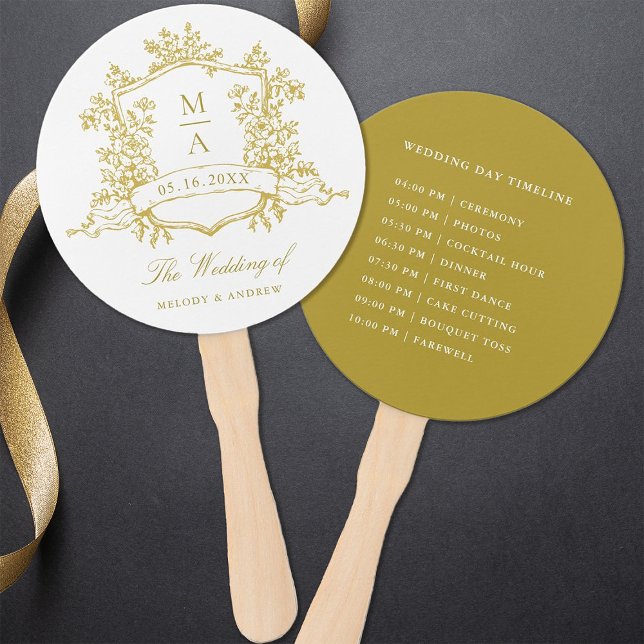 Éventail Chronologie de la cérémonie Mariage de la crête d' (Front & Back)
