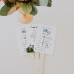 Éventail Chronologie illustrée de Rustic Mountain | MARIAGE<br><div class="desc">Mon oh mon dieu ! Un mariage si chaud (au sens figuré, pas littéralement), votre client aura besoin d'un ventilateur de cool. Nos cartes de ventilateur du programme de mariage ajoutent une touche élégante et sophistiquée à votre journée spéciale. Ce programme de mariage comprend des montagnes d'aquarelle boho et de...</div>