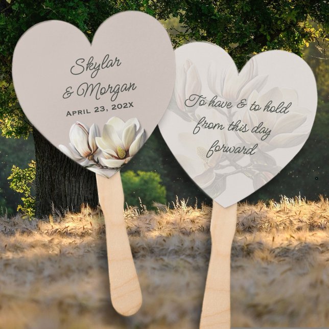 Éventail Citation de mariage Fleurs de magnolia Invité (Créateur téléchargé)