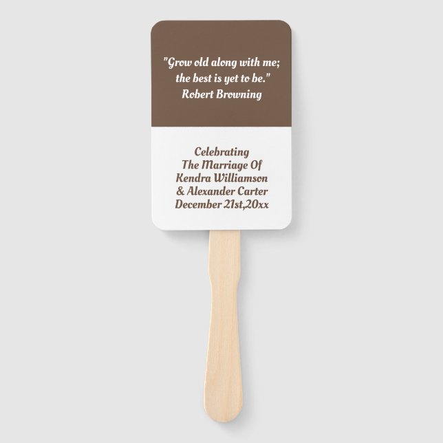 Éventail Citation simple d'amour inspirationnel Mariage Mar (Devant)