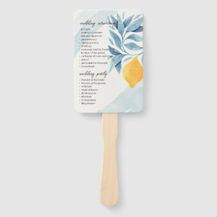 Éventail Citron avec illustration botanique feuille bleue