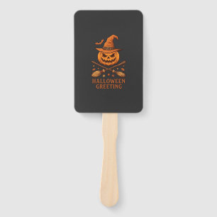 Éventail Citrouille de salutation d'Halloween Sorcière Chap