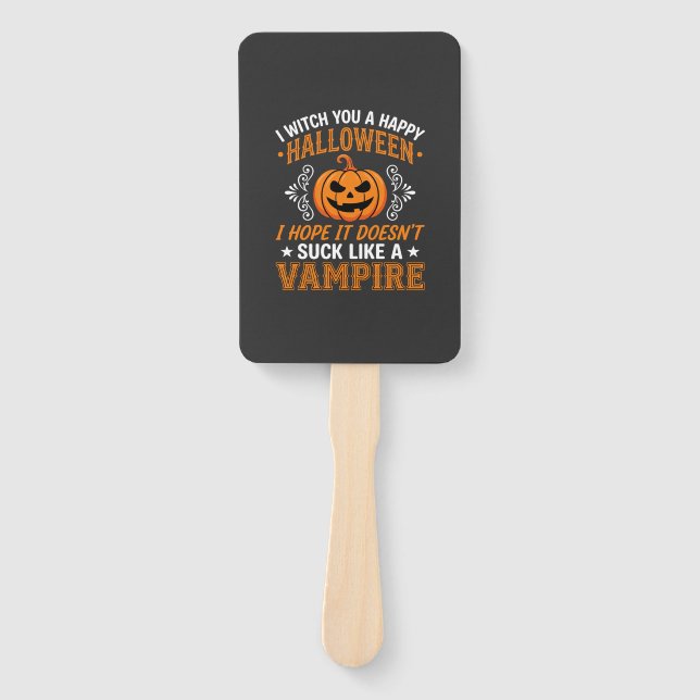 Éventail Citrouille de vampire drôle d'Halloween (Devant)
