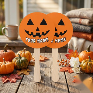 Éventail Citrouille Halloween orange personnalisée Votre no