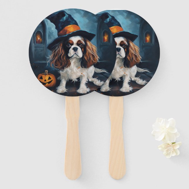Éventail Citrouilles Halloween Épouvantables Cavalier King (Devant et derrière)