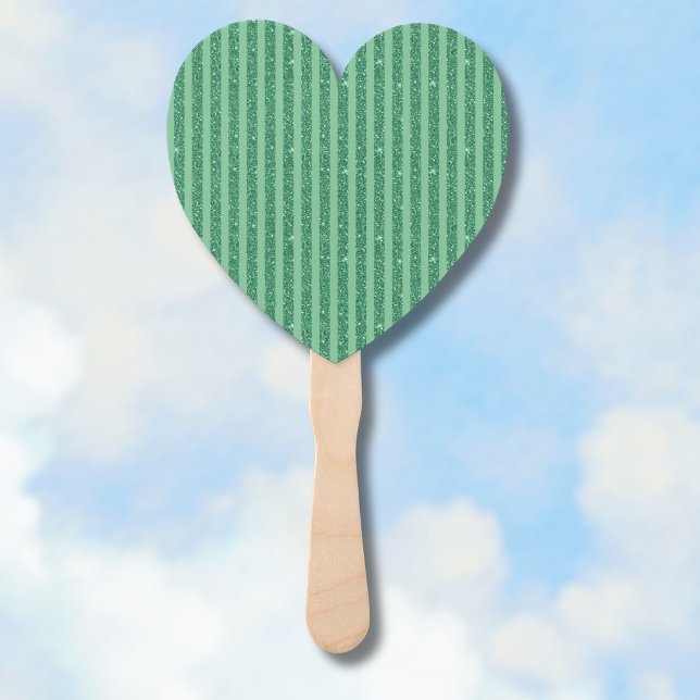 Éventail Classic Jade Green Glitter Style Vertical Stripes (Créateur téléchargé)