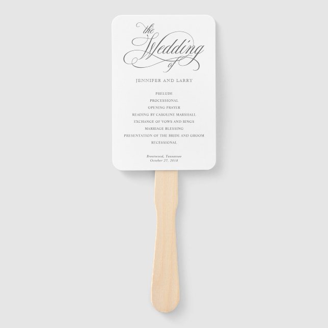 Éventail Classique Élégant Script Flore Mariage Ventilateur (Devant)