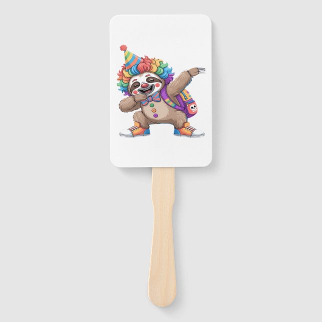 Éventail Clown dansant Dabbing Sloth Halloween effrayant Ov (Devant)