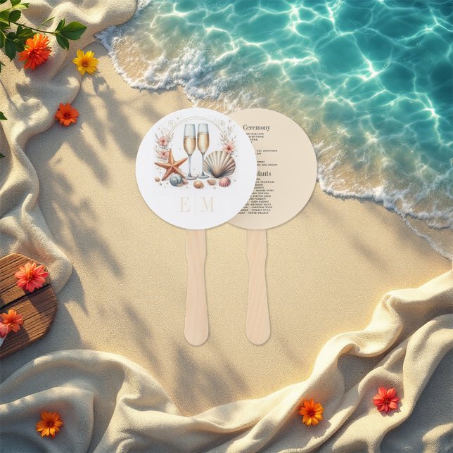 Éventail Coastal Chic Beach Wedding Programme (Coastal Chic Beach Wedding Program Hand Fan)