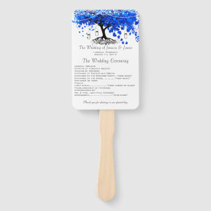 Éventail Cobalt Blue Heart Leaf Tree Programmes de mariage