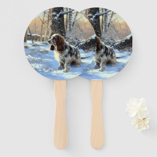 Éventail Cocker Spaniel Laissez tomber la neige Noël (Devant et derrière)