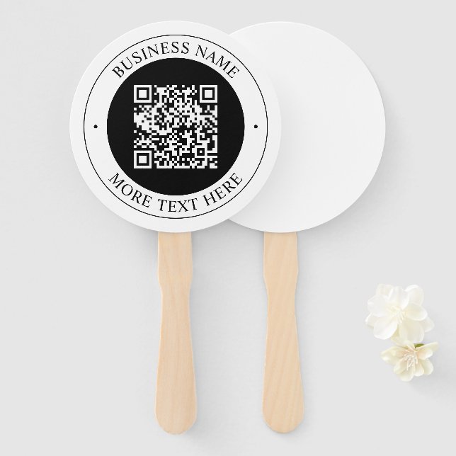 Éventail Code QR avec nom d'entreprise Texte circulaire mod (Devant et derrière)