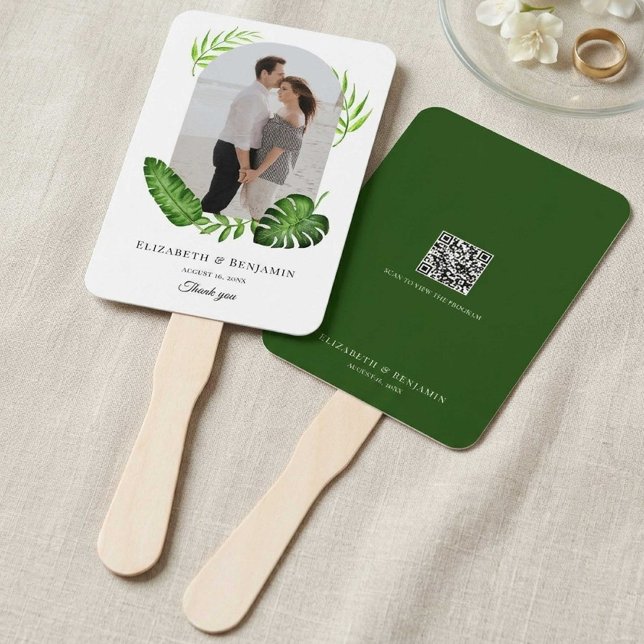 Éventail Code QR de mariage personnalisé avec photo de verd (Créateur téléchargé)