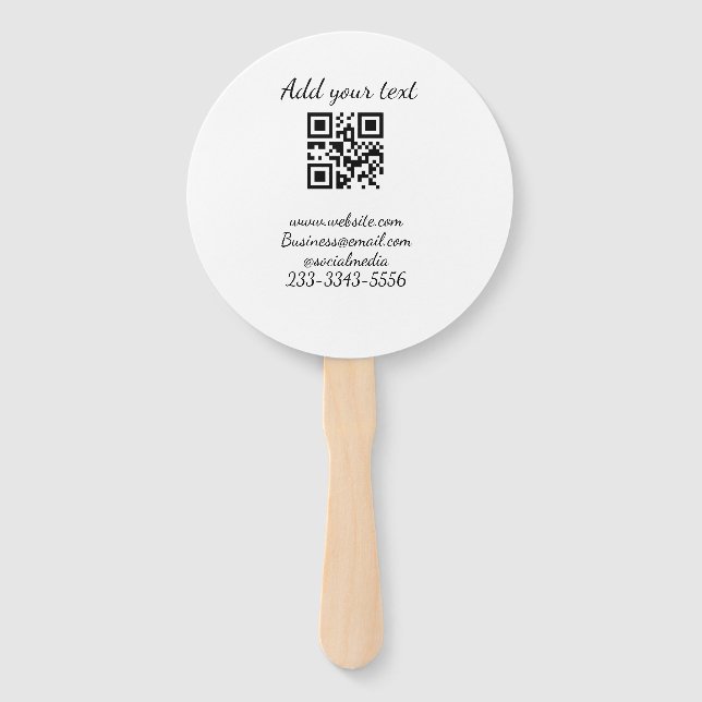 Éventail code QR personnalisé simple ajouter votre nom text (Devant)
