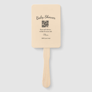 Éventail Code QR simple pour baby shower avec nom et texte