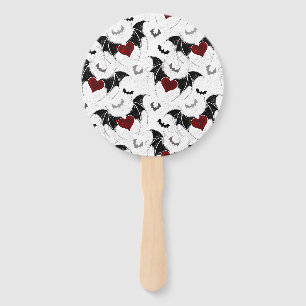 Éventail Coeur d'Halloween avec ailes de chauve-souris noir