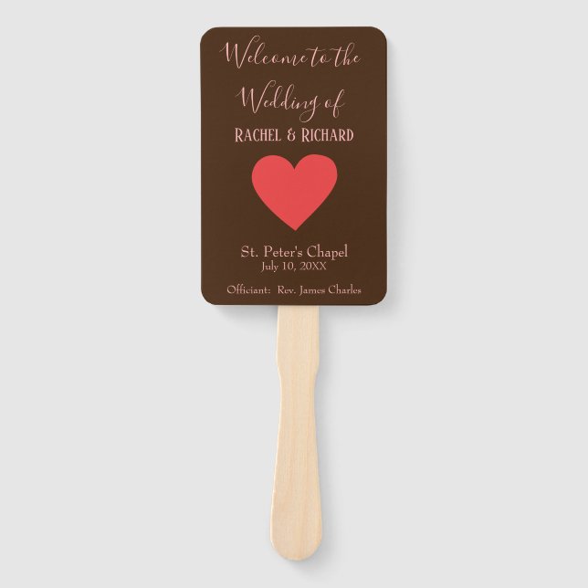 Éventail Coeur rose et Brown (Devant)