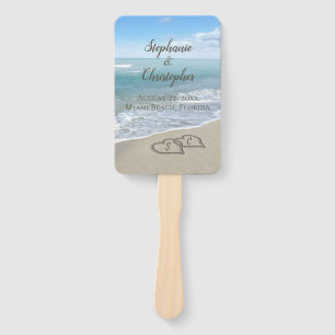 Éventail Coeurs de mariage de plage dans le sable élégant
