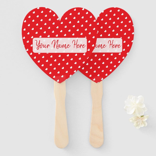 Éventail Cœurs Joyuse Saint-Valentin Moderne Motif D'Amour (Devant et derrière)
