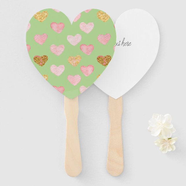 Éventail Coeurs texturés Ventilateurs à main à motifs (Devant et derrière)