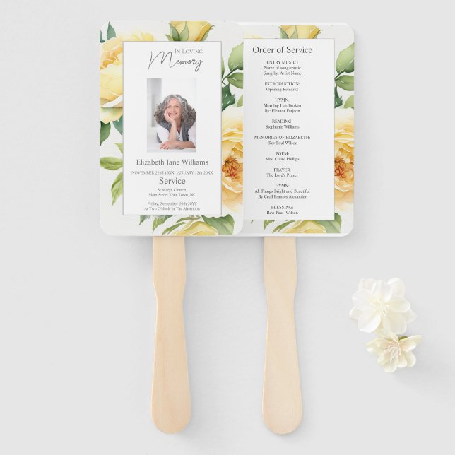 Éventail Commande de service floral en mémoire aimante (Devant et derrière)