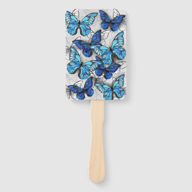 Éventail Composition des White and Blue Butterflies (Devant)