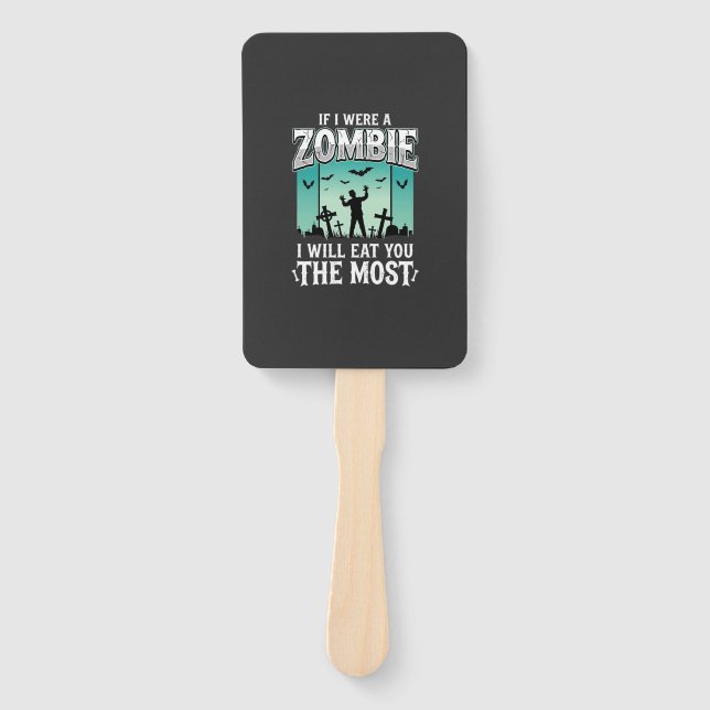Éventail Conception de Halloween Zombie Je vais te manger_1 (Devant)