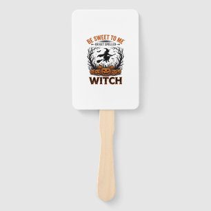 Éventail Conception de sorcière d'Halloween Sois doux ou so