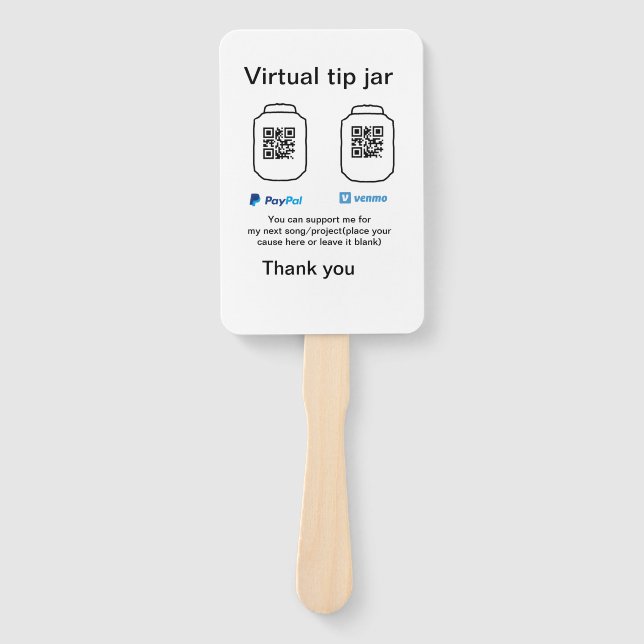 Éventail Conseil virtuel jar q r code argent don PayPal ven (Devant)