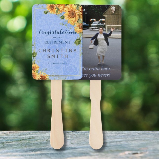 Éventail Cool Summer Sunflower Watercolor Parti de retraite (Cool Summer Sunflower Watercolor Retirement Party)