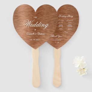 Éventail Copper Heart Elegant White Script Wedding Programm