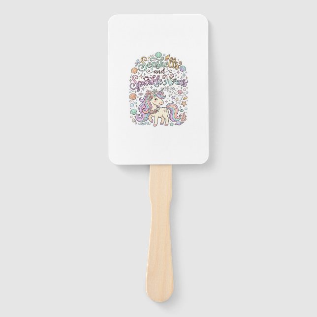 Éventail Coquilles de licorne et cornes scintillantes Vecte (Devant)