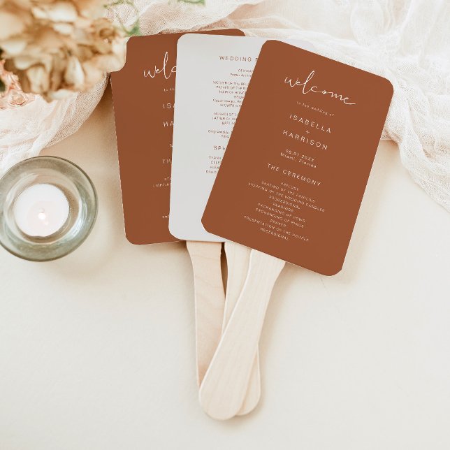 Éventail CORIANDER Boho Burnt Orange Beige Wedding Programm (Créateur téléchargé)