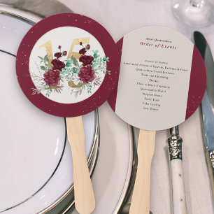 Éventail Corroses rousses de Bourgogne Quinceanera Ordre de