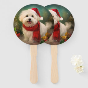 Éventail Coton De Tulear Chien dans la neige Noël
