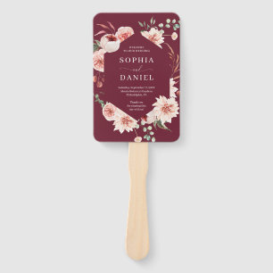 Éventail Country Boho Rose Floral Wedding Programme Ventila